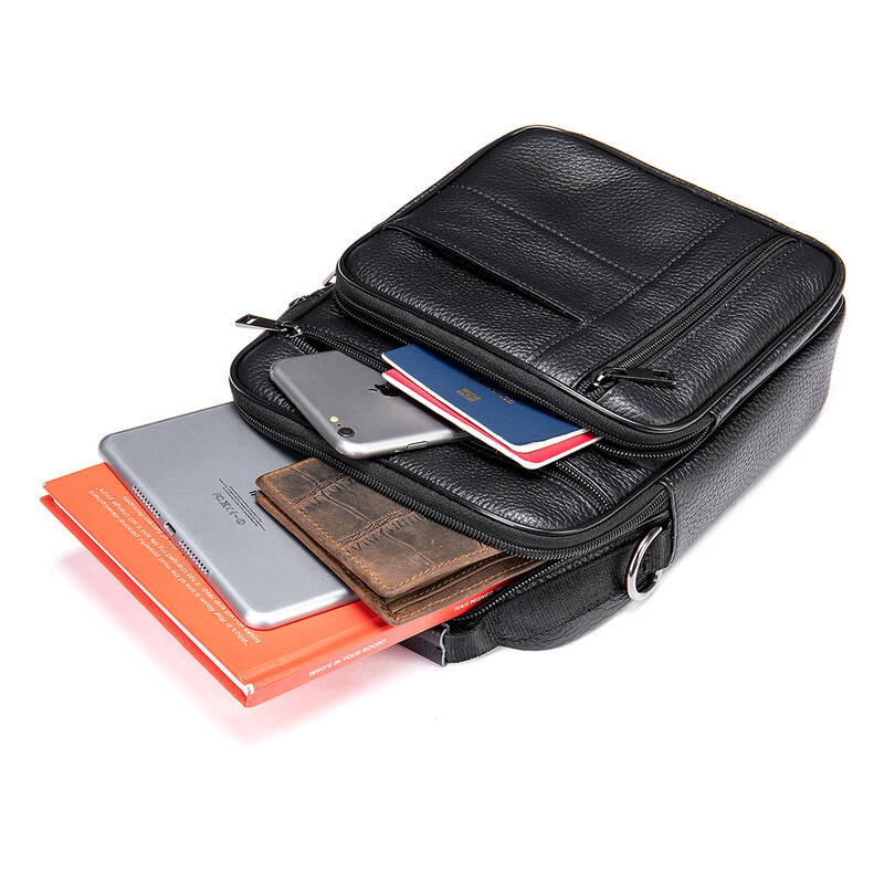 WESTAL īstas ādas plecu soma Vīra vīrieša kurjera somas 7,9 collu planšetdatora tālruņa somiņai, rokassomiņai 7457