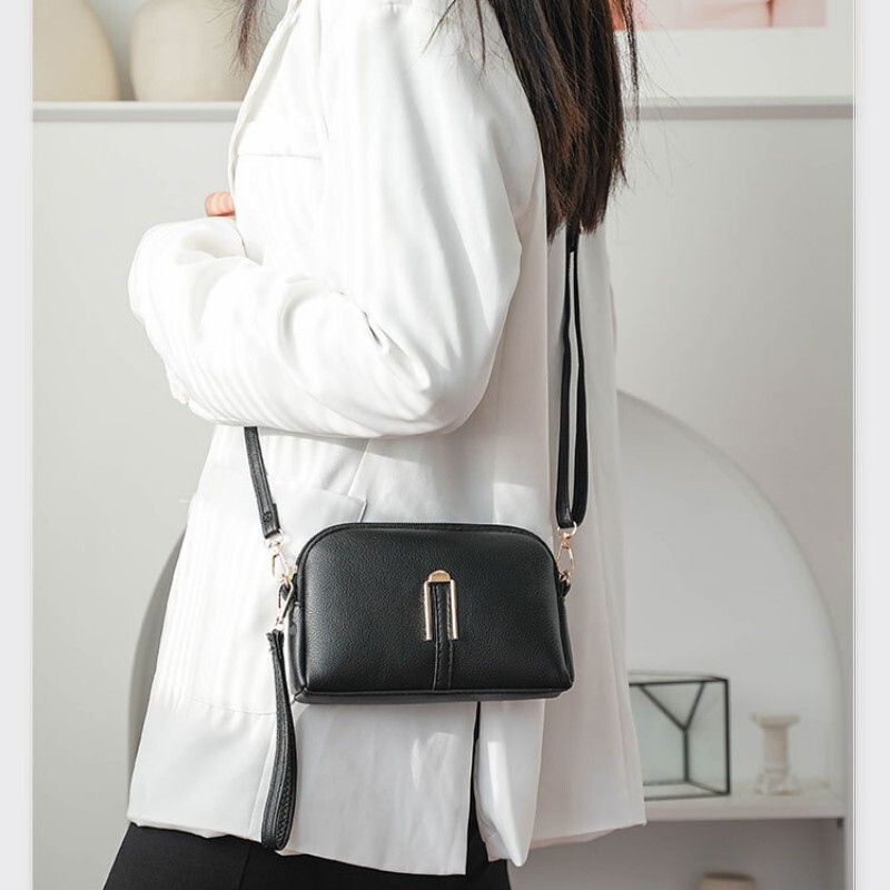 Geantă nouă, din piele naturală, pentru femei, de culoare solidă, husă pentru telefon, geantă de umăr elegantă, geantă de mesager mică și simplă