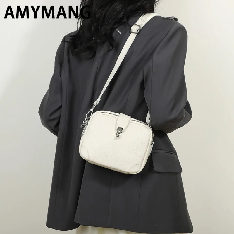 Design de buzunar cu 3 straturi Piele autentică Strat 100% piele de vacă Genți Messenger Femei Designer la modă Poșetă ocazională Portofel Sac A Main