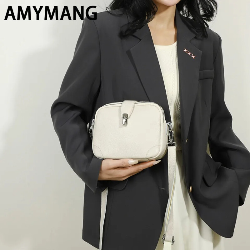 Design de buzunar cu 3 straturi Piele autentică Strat 100% piele de vacă Genți Messenger Femei Designer la modă Poșetă ocazională Portofel Sac A Main