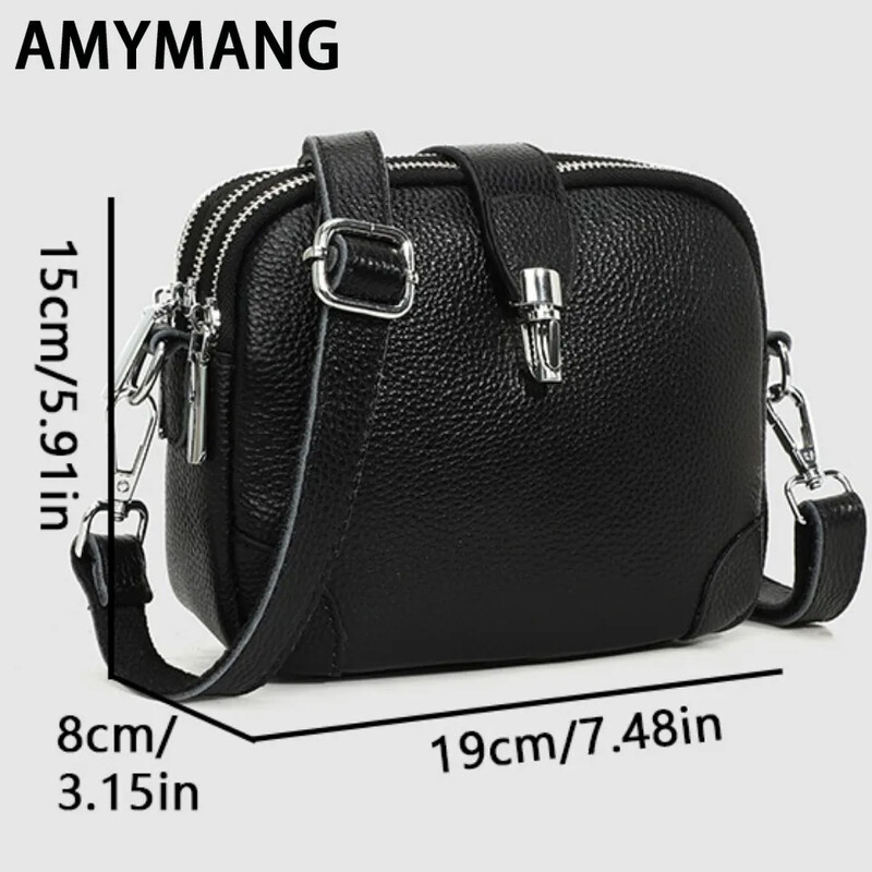 Design de buzunar cu 3 straturi Piele autentică Strat 100% piele de vacă Genți Messenger Femei Designer la modă Poșetă ocazională Portofel Sac A Main