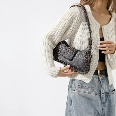 Franču stila padušu soma sievietēm brūna melna leoparda rokassomiņa sajūga soma sievietēm