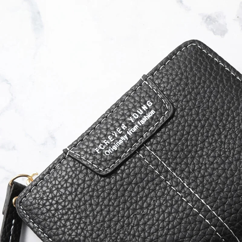 Portofel nou galben pentru femei, din piele PU moale, pentru femeie, mini port-carte, portofele scurte pentru monede, poșetă mică, breloc cu fermoar