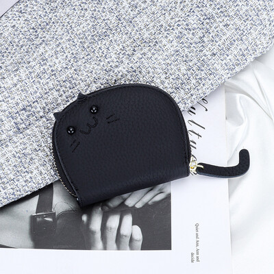 Slatka mačka Novčanik za čestitke od prave kože prilagođena pisma, prijenosna modna torbica za ženu u korejskom stilu, lijep ležerni poklon za držač kartice