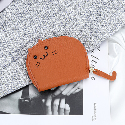 Slatka mačka Novčanik za čestitke od prave kože prilagođena pisma, prijenosna modna torbica za ženu u korejskom stilu, lijep ležerni poklon za držač kartice