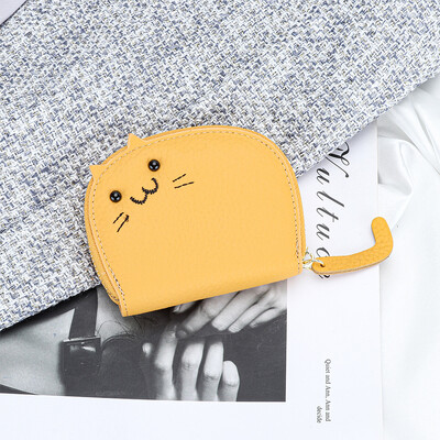 Slatka mačka Novčanik za čestitke od prave kože prilagođena pisma, prijenosna modna torbica za ženu u korejskom stilu, lijep ležerni poklon za držač kartice