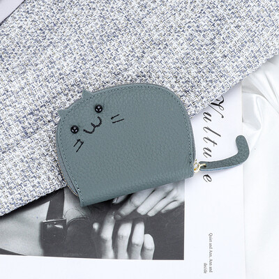 Slatka mačka Novčanik za čestitke od prave kože prilagođena pisma, prijenosna modna torbica za ženu u korejskom stilu, lijep ležerni poklon za držač kartice