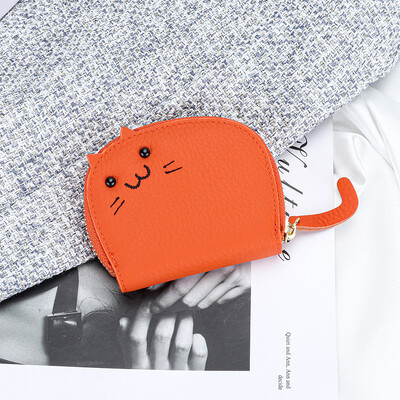 Slatka mačka Novčanik za čestitke od prave kože prilagođena pisma, prijenosna modna torbica za ženu u korejskom stilu, lijep ležerni poklon za držač kartice