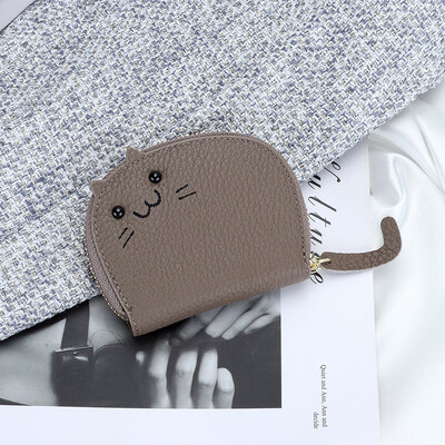 Slatka mačka Novčanik za čestitke od prave kože prilagođena pisma, prijenosna modna torbica za ženu u korejskom stilu, lijep ležerni poklon za držač kartice