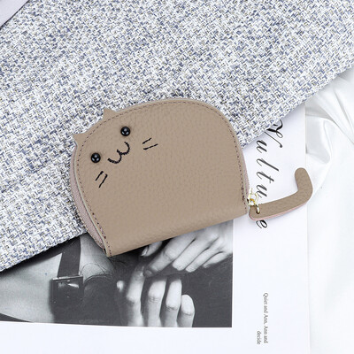 Slatka mačka Novčanik za čestitke od prave kože prilagođena pisma, prijenosna modna torbica za ženu u korejskom stilu, lijep ležerni poklon za držač kartice
