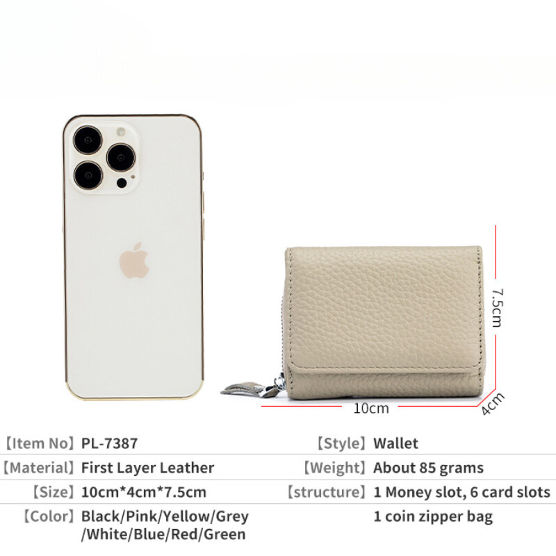 Portofele scurte RFID din piele autentică Suport card Geanta portabilă din piele de vacă cu fermoar mic Poșetă pentru bani pentru bărbați, femei, husă pentru căști