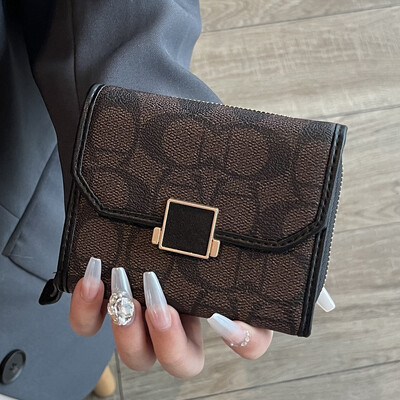 Luksusa dizainera ādas maks Sieviešu vairāku karšu un fotoattēlu sloti ar rāvējslēdzēja maisiņu Augstas klases īss maks