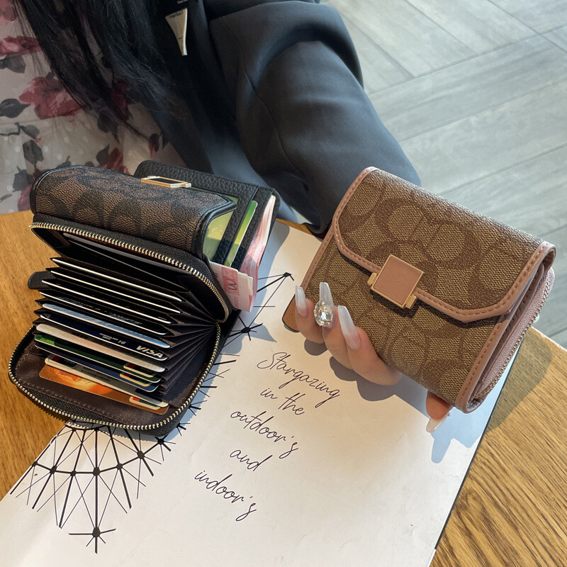 Luksusa dizainera ādas maks Sieviešu vairāku karšu un fotoattēlu sloti ar rāvējslēdzēja maisiņu Augstas klases īss maks