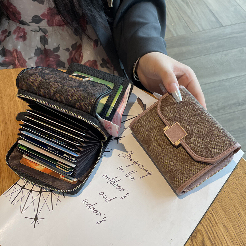 Luksusa dizainera ādas maks Sieviešu vairāku karšu un fotoattēlu sloti ar rāvējslēdzēja maisiņu Augstas klases īss maks