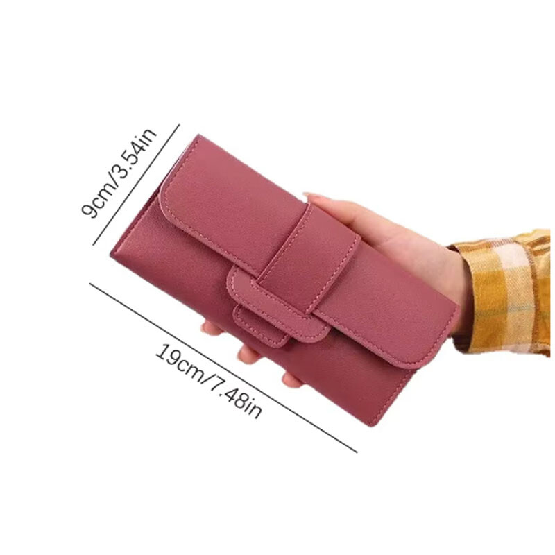 Portofele din piele PU pentru femei, portofele de lux cu fermoar lung, model pliabil, cu monede, marcă feminină, culori solide, geantă subțire pentru telefon.