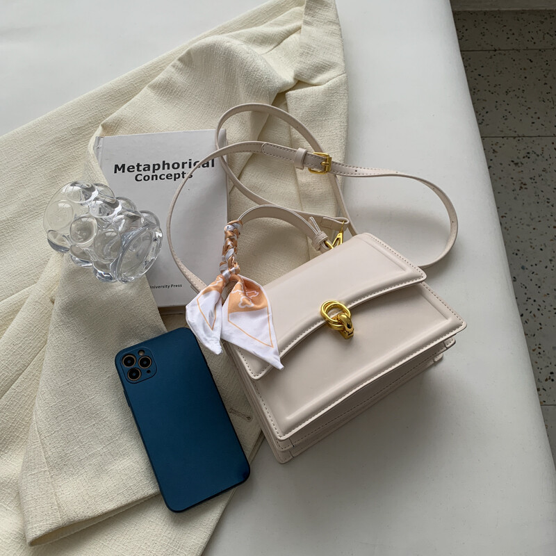 1 bucată de geantă pătrată mică de mână de culoare pură, geantă versatilă cu un singur umăr pentru femei care pot ține telefoane mobile