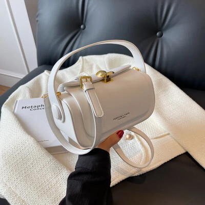 Geantă de umăr neagră clasică Genți de mână reversibile, retro, pătrate, 2024, noi Genți de mână cu clapă din piele texturată de mare capacitate