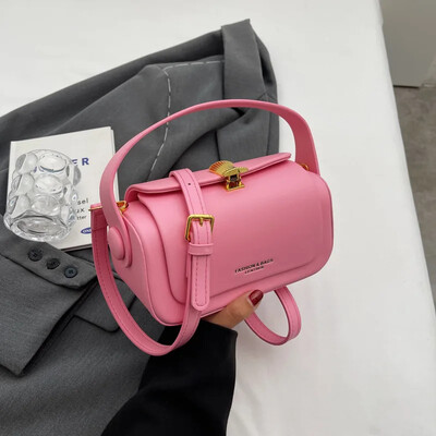 Geantă de umăr neagră clasică Genți de mână reversibile, retro, pătrate, 2024, noi Genți de mână cu clapă din piele texturată de mare capacitate