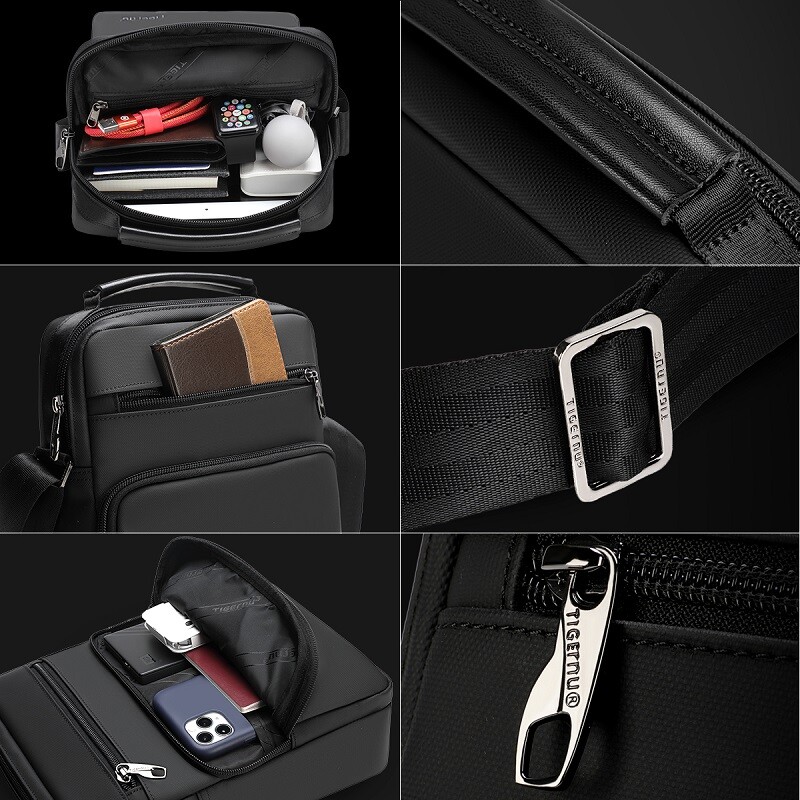 Garanție pe viață Geantă de umăr pentru bărbați, geantă iPad de 9,7 inchi, mini geantă de mână, geanți impermeabili pentru bărbați, pentru călătorii de afaceri, pentru adolescenți