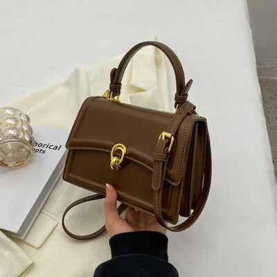 Genți de mână mici și poșete noi, din piele PU, pentru femei, 2024, genți de umăr simple, genți de designer de marcă de lux