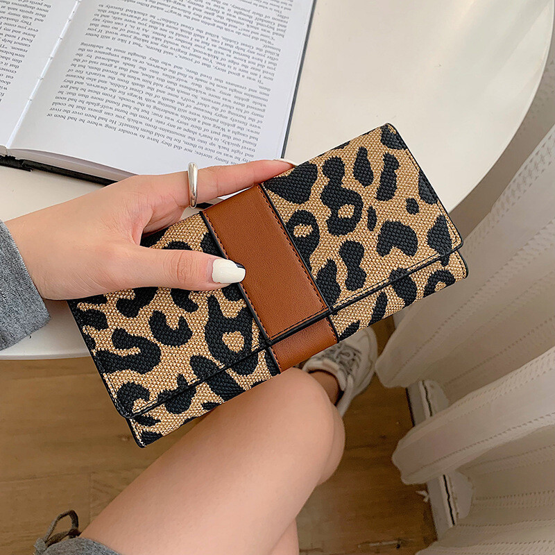 Modni dugi kratki novčanik Mladi ličnost Leopard uzorak Mala clutch torbica Europska američka retro torbica s preklopom Držač kartice