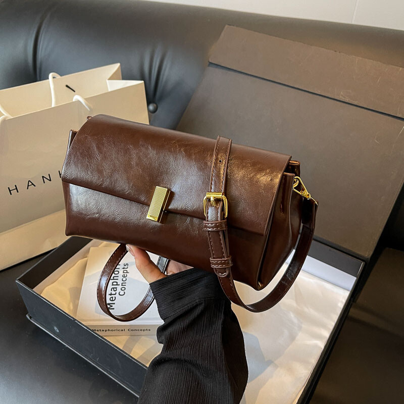 Geanta de dama Fold Flap Lock Genți de umăr de modă Pu Geantă solidă de tip Crossbody 2024 Vente fierbinte Genți de ambreiaj pentru femei Bolsas Femininas