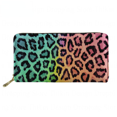 Sieviešu maks, ādas modes gradients, leoparda apdruka, auduma somiņa ar monētu kabatu Busniess Femme Wallets Carteras 2021