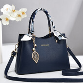 Geantă de mână elegantă, simplă, de culoare uni, pentru femei, textură, de călătorie, cu un singur umăr, decor elegant de eșarfă de mătase