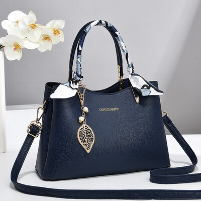 Geantă de mână elegantă, simplă, de culoare uni, pentru femei, textură, de călătorie, cu un singur umăr, decor elegant de eșarfă de mătase