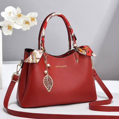 Geantă de mână elegantă, simplă, de culoare uni, pentru femei, textură, de călătorie, cu un singur umăr, decor elegant de eșarfă de mătase