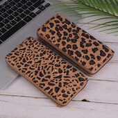 Minimalista retro pénztárca leopárdmintával, többfunkciós és több kártyatartóval, divatos kézi táskával