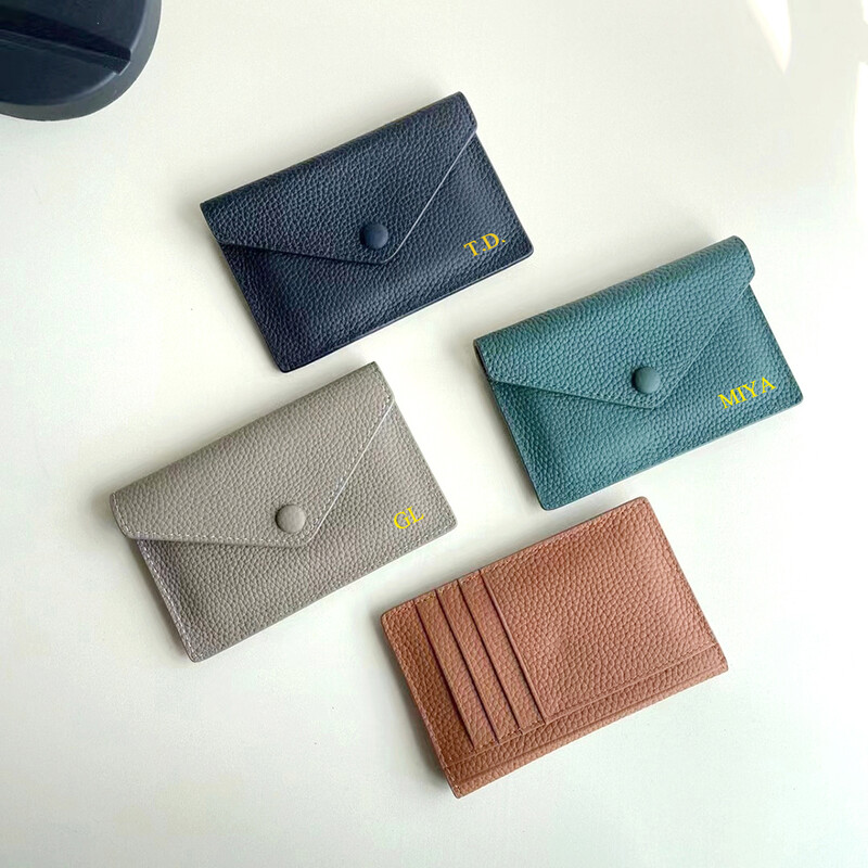 Inițiale personalizate Portofel mic din piele naturală Moda de lux Personalizați Nume Plic Suport card Poșetă Dropshiping Cadou DIY