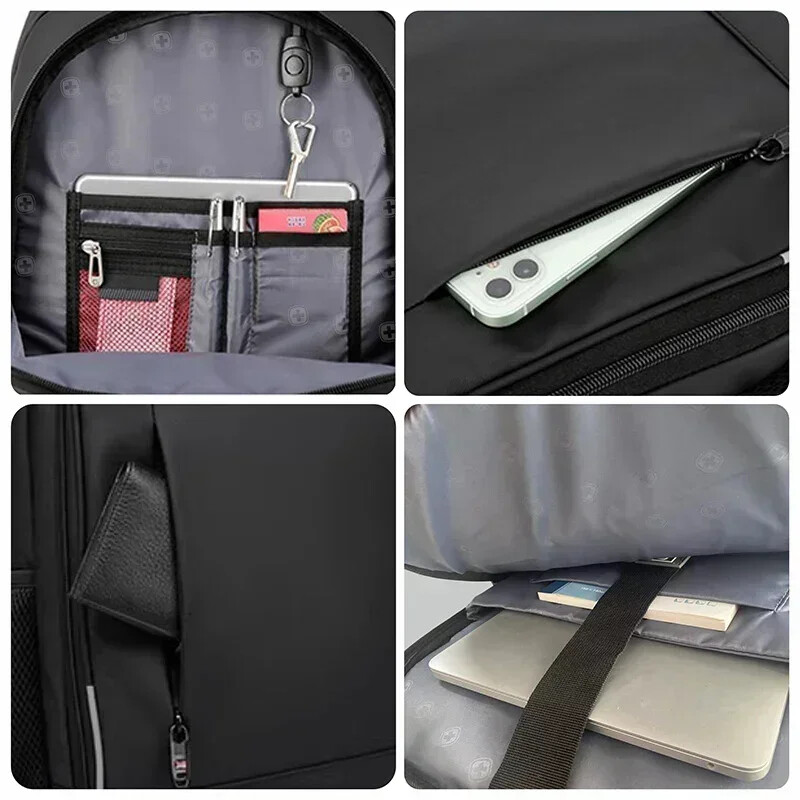 Rucsac pentru laptop pentru bărbați SWISS Geantă USB antifurt, de capacitate mare, pentru școală, rucsac de călătorie.