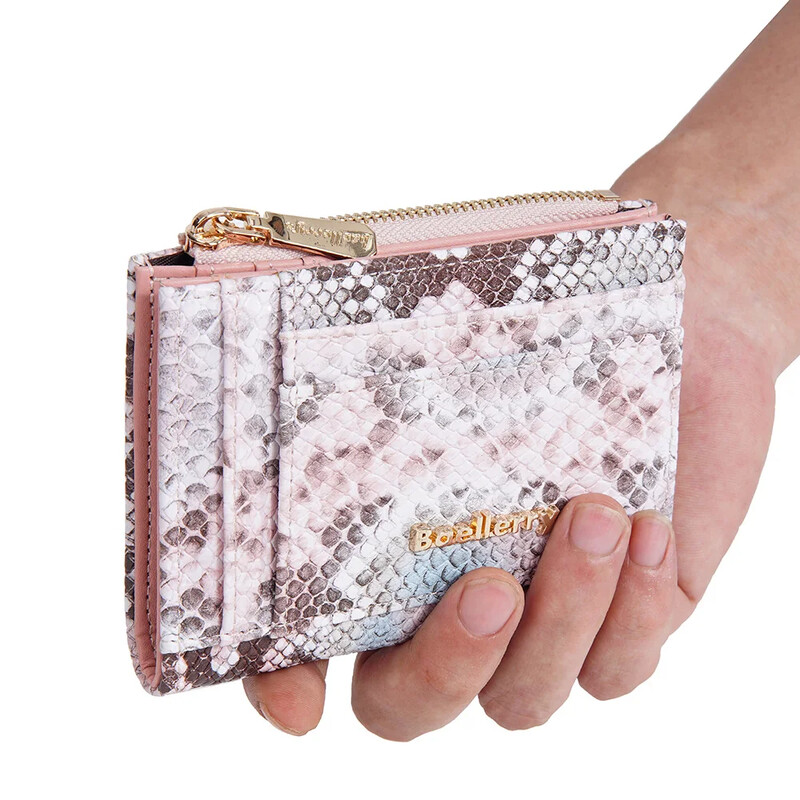 2024. gada jauns sieviešu īss maciņš, modes serpentīna raksts, mazs ādas rāvējslēdzēja monētu maciņš, vienkāršs salokāms karšu turētājs naudas soma
