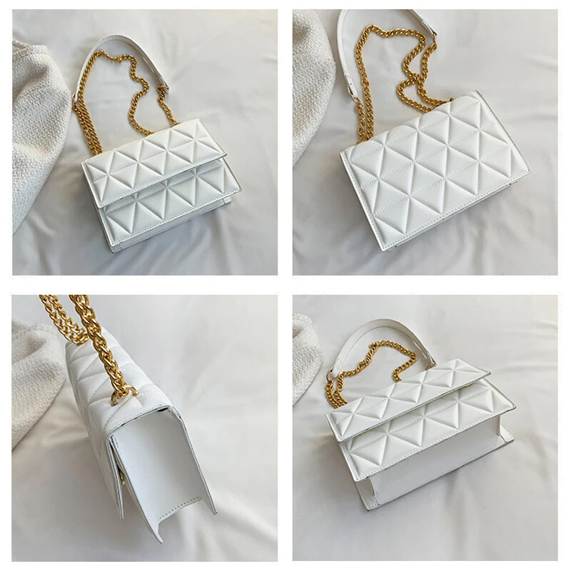 2024, genți de mână clasice cu lanț de modă, în carouri, genți de umăr pentru femei, genți de mână pătrate din piele PU pentru cadou pentru doamne