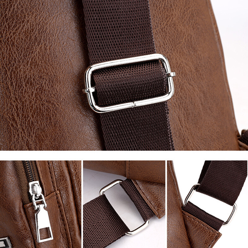 Geantă de piept cu încărcare USB creativă pentru bărbați, geantă de umăr retro, casual, pentru călărie în aer liber, geantă de călătorie pentru sport