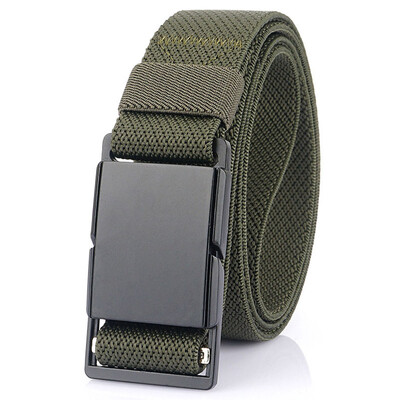 VATLTY Nouă centură subțire de 3,4 cm pentru bărbați și femei, din aliaj negru mat, cataramă magnetică, centură elastică, centură tactică în aer liber, brâuri pentru bărbați