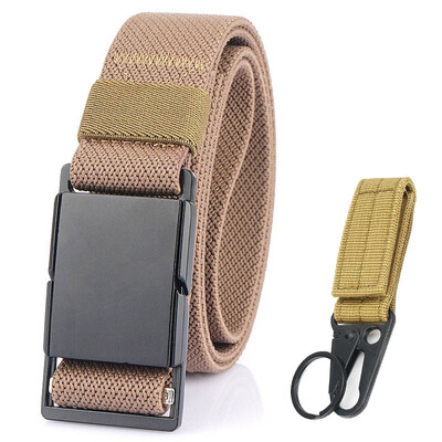 VATLTY Nouă centură subțire de 3,4 cm pentru bărbați și femei, din aliaj negru mat, cataramă magnetică, centură elastică, centură tactică în aer liber, brâuri pentru bărbați