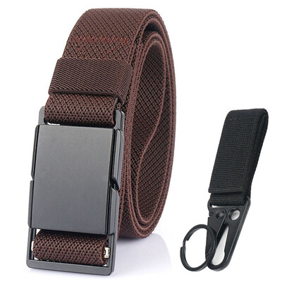 VATLTY Nouă centură subțire de 3,4 cm pentru bărbați și femei, din aliaj negru mat, cataramă magnetică, centură elastică, centură tactică în aer liber, brâuri pentru bărbați