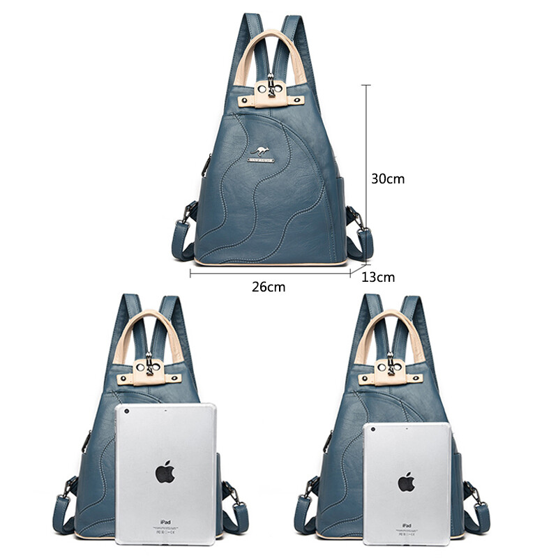 Augstas kvalitātes ādas sieviešu mugursoma Lielas ietilpības skolas somas pusaudžu meitenēm Pretzagšanas ceļojumu mugursoma plecu soma Mochila