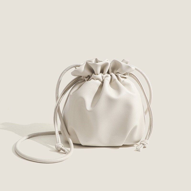 Genți de găleată cu șnur de modă simple pentru femei Genți de umăr mici pentru femei Genți de mână din piele moale PU Genți de mână casual drăguțe