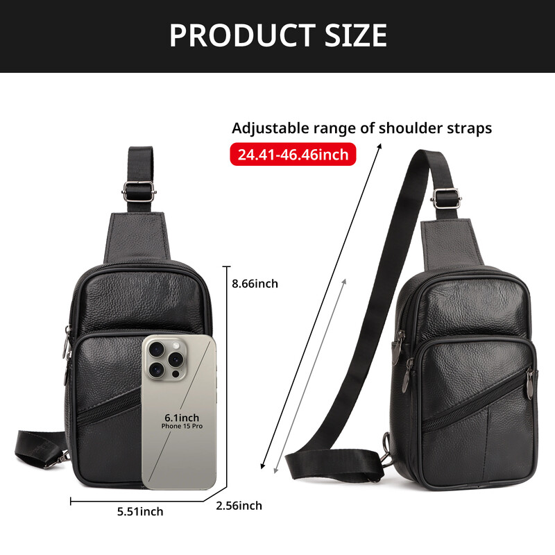 Īstas ādas Crossbody Sling soma vīriešiem un sievietēm Small Fanny Pack somiņas krūšu soma Ceļojumu mugursoma dienassoma