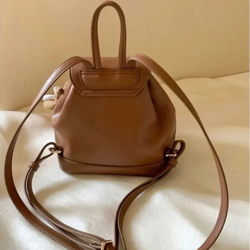 2024, nou geantă coreeană, ocazională, versatilă, rucsac de umăr de nișă high-end pentru exterior, rucsac din piele de catifea de cerb Maillard, la începutul toamnei