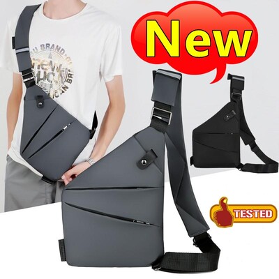 Jaunas daudzfunkcionālas krūškurvja somas Pretzagšanas Single Crossobdy somas vīriešiem Ūdensnecaurlaidīgs Male Cross Body Messenger Bag Fanny Pack Sac