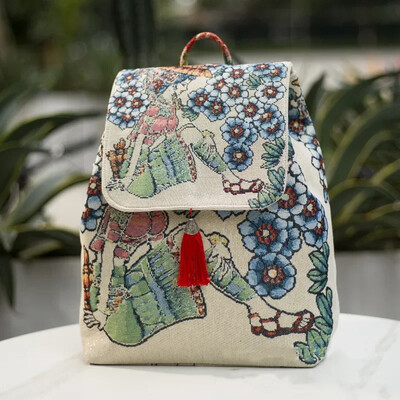Rucsacuri Genți pentru femei Broderie Stil etnic Îmbrăcăminte de stradă Moda Casual Vintage Elegant Harajuku Geantă de călătorie din pânză Sport