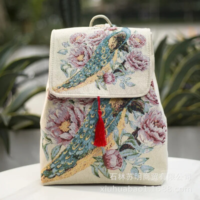 Rucsacuri Genți pentru femei Broderie Stil etnic Îmbrăcăminte de stradă Moda Casual Vintage Elegant Harajuku Geantă de călătorie din pânză Sport
