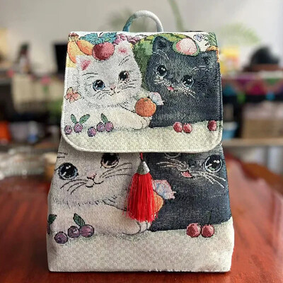 Rucsacuri Genți pentru femei Broderie Stil etnic Îmbrăcăminte de stradă Moda Casual Vintage Elegant Harajuku Geantă de călătorie din pânză Sport