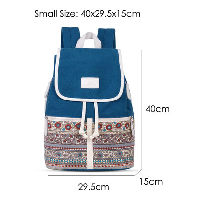 Rucsacuri stil etnic pentru femei Roșu Albastru Gri Genți de școală din pânză retro Lady Fete Pachet de călătorie Geantă mare de umăr cu fermoar Bolsas