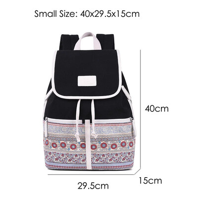 Rucsacuri stil etnic pentru femei Roșu Albastru Gri Genți de școală din pânză retro Lady Fete Pachet de călătorie Geantă mare de umăr cu fermoar Bolsas