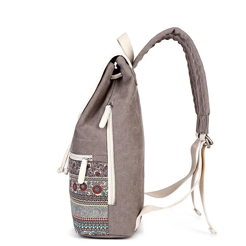 Rucsacuri stil etnic pentru femei Roșu Albastru Gri Genți de școală din pânză retro Lady Fete Pachet de călătorie Geantă mare de umăr cu fermoar Bolsas